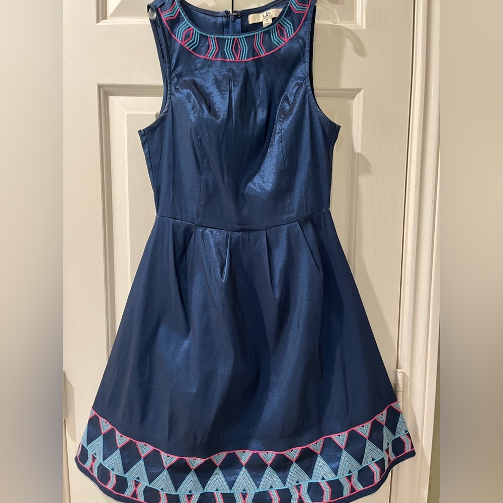Fun, dark blue party dress boutique